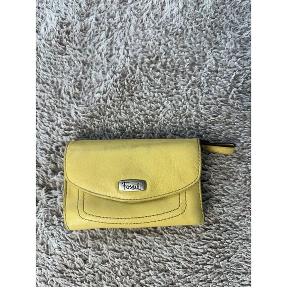 FOSSIL Women's Hanover Yellow Genuine Leather Wallet - Picture 13 of 13